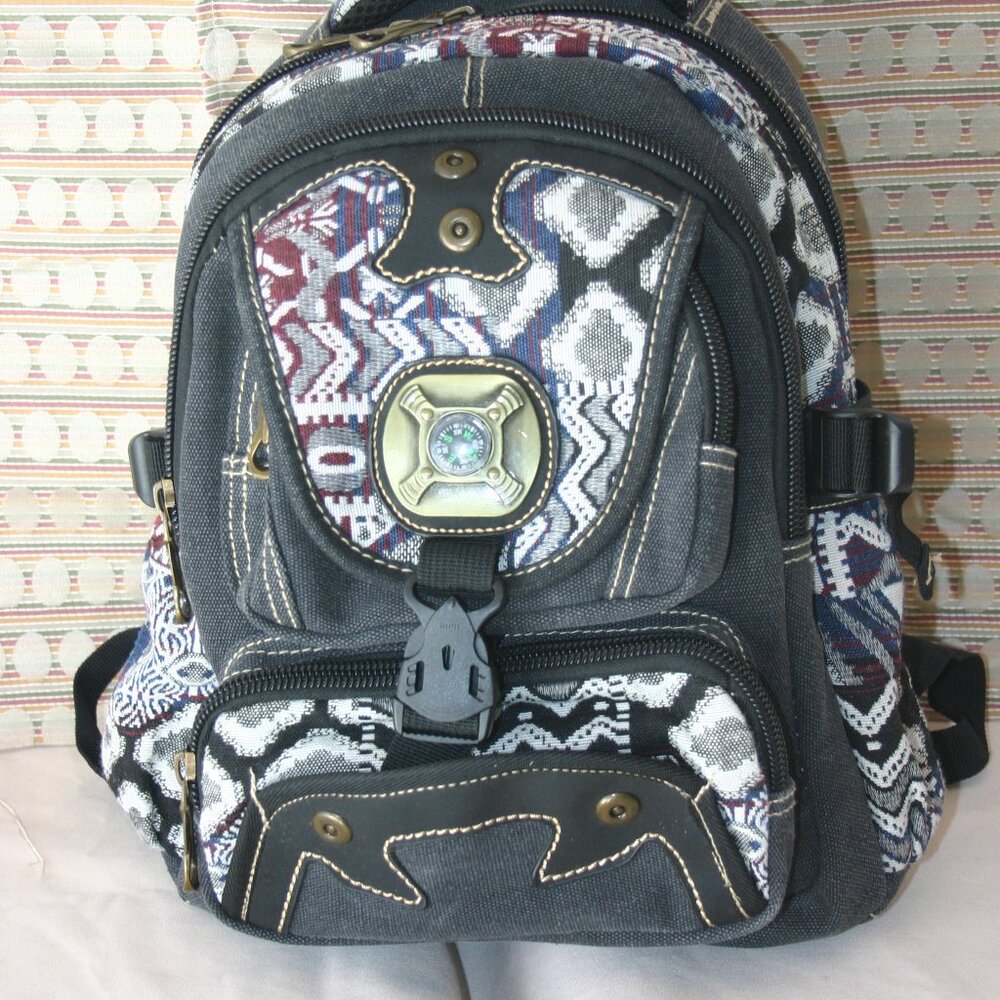 Cotton Denim and Jacquare Tapestry Back Pack R-933